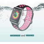 Wholesale Breathable Sport Strap Wristband Replacement for Apple Watch Series Ultra/8/7/6/5/4/3/2/1/SE - 49MM/45MM/44MM/42MM (Black Pink)